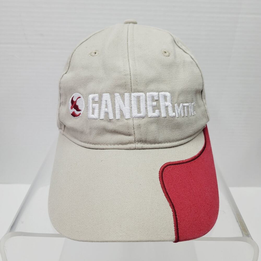 Gander Mountain Pro Staff Baseball Hat Adjustable Strap Back Cap Tan Red Wave